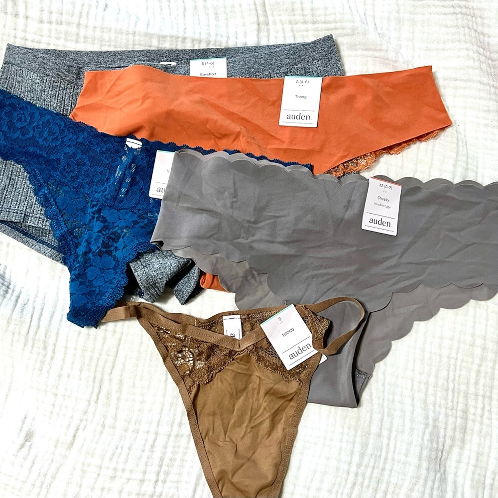 Auden Women's 5 Pairs Panties Blue, Orange, Gray, Brown  NWT